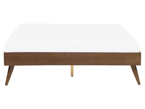 Sengramme Mørkt Træ MDF 160 x 200 cm Lav Ramme Stel uden Sengegavl Rustikt Design Retro Koniske Ben Minimalistisk Soveværelse Indretning