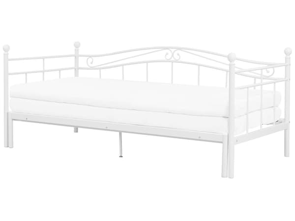 Hvid metalseng 90/180 x 200 cm med ramme og en ekstra moderne seng