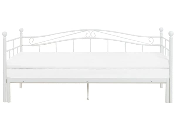 Hvid metalseng 90/180 x 200 cm med ramme og en ekstra moderne seng