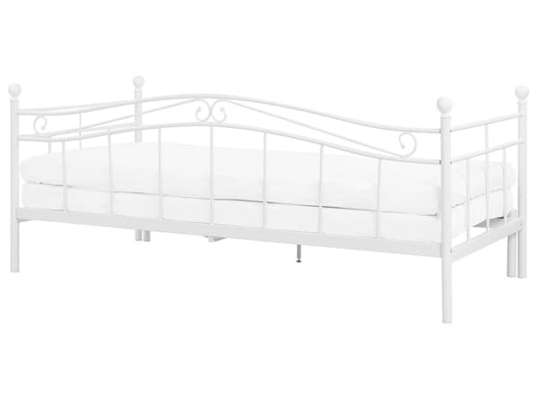 Hvid metalseng 90/180 x 200 cm med ramme og en ekstra moderne seng