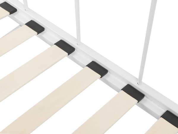 Hvid metalseng 90/180 x 200 cm med ramme og en ekstra moderne seng