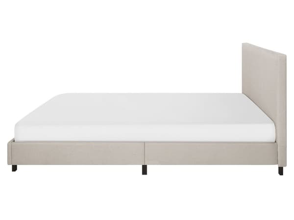 Seng Beige Polyester i Poppeltræ med Sort Pulverlakeret Metalben 160 x 200 cm Dobbelt Stødabsorberende Lamelbund Dupper Soveværelse Indretning