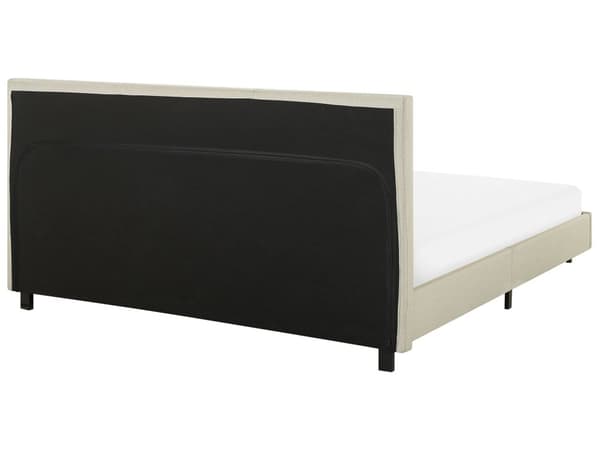 Seng Beige Polyester i Poppeltræ med Sort Pulverlakeret Metalben 160 x 200 cm Dobbelt Stødabsorberende Lamelbund Dupper Soveværelse Indretning