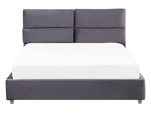 Parisänky harmaa sametti verhoiltu puu 140 x 200 cm sälepohja säilytystila pehmustettu pääty moderni