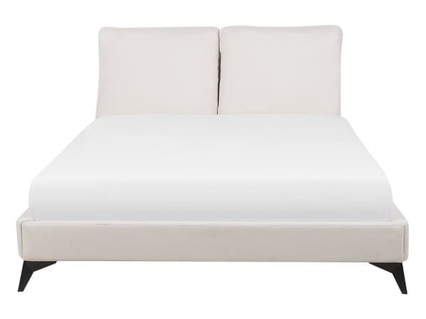 Parisänky vaalea beige 140 x 200 cm chenilleverhoilu sälepohja pehmustettu pääty
