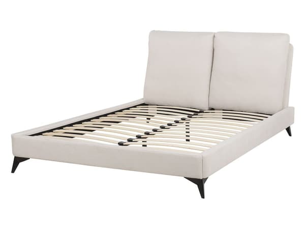 Parisänky vaalea beige 140 x 200 cm chenilleverhoilu sälepohja pehmustettu pääty