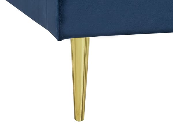 Parisänky laivastonsininen sametti verhoiltu metallijalat 160 x 200 cm sälepohja tikattu pääty moderni tyyli