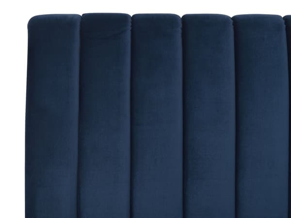 Parisänky laivastonsininen sametti verhoiltu metallijalat 160 x 200 cm sälepohja tikattu pääty moderni tyyli