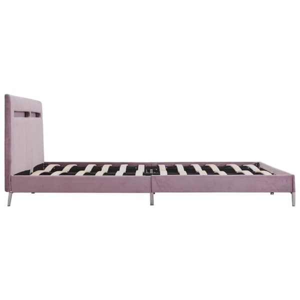 vidaXL sengestel med LED 180 x 200 cm stof pink change1