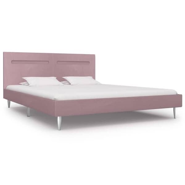vidaXL sengestel med LED 180 x 200 cm stof pink change1