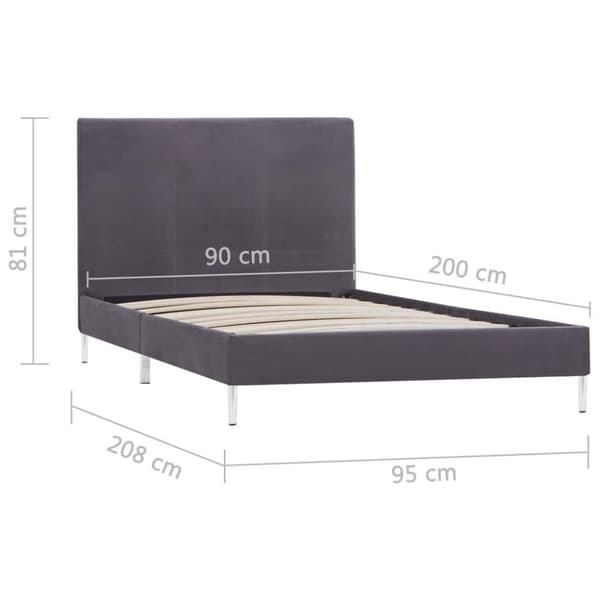 vidaXL Sängram grå tyg 90x200 cm