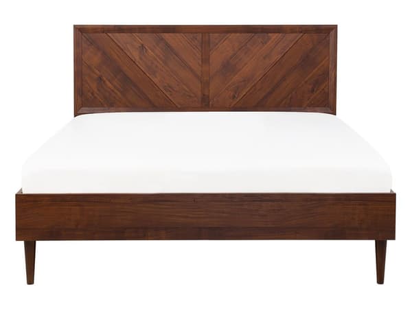 Seng med Ramme Mørkt Træ 140 x 200 cm Høj Sengegavl Rustikt Rammedesign