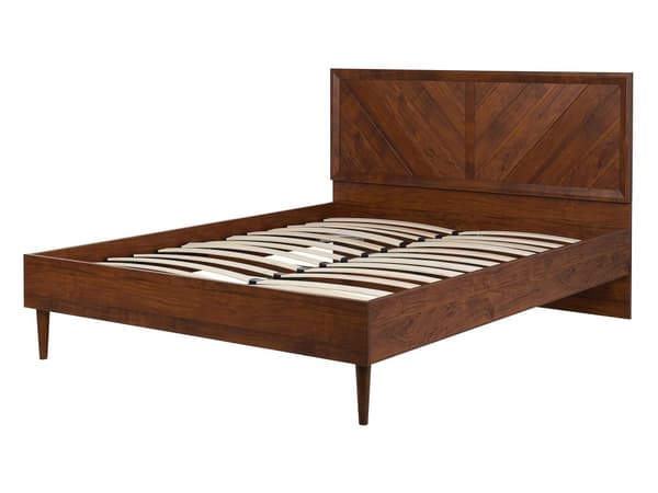 Seng med Ramme Mørkt Træ 140 x 200 cm Høj Sengegavl Rustikt Rammedesign