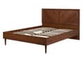 Miniatyrbillede 5 af 9: Seng med Ramme Mørkt Træ 140 x 200 cm Høj Sengegavl Rustikt Rammedesign