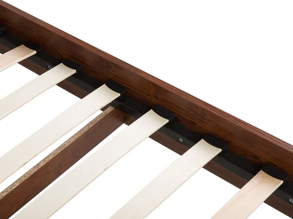 Seng med Ramme Mørkt Træ 140 x 200 cm Høj Sengegavl Rustikt Rammedesign