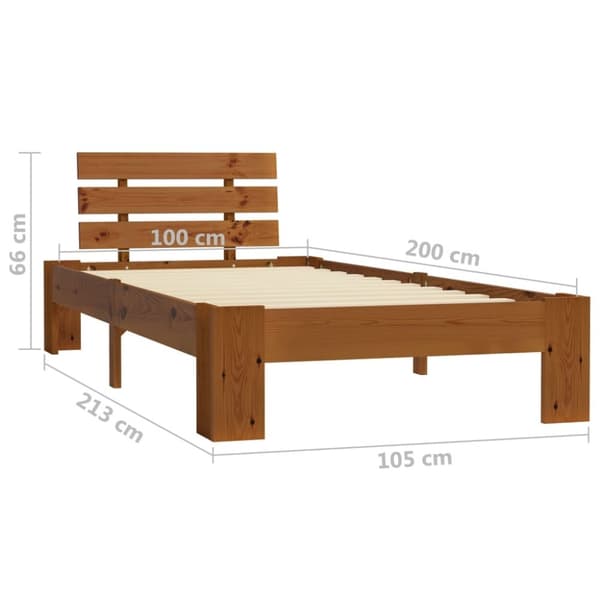 vidaXL Seng/Sengeramme honningbrun heltre furu 100x200 cm change1