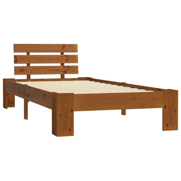 vidaXL Seng/Sengeramme honningbrun heltre furu 100x200 cm change1