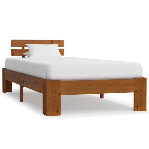 vidaXL Seng/Sengeramme honningbrun heltre furu 100x200 cm change1