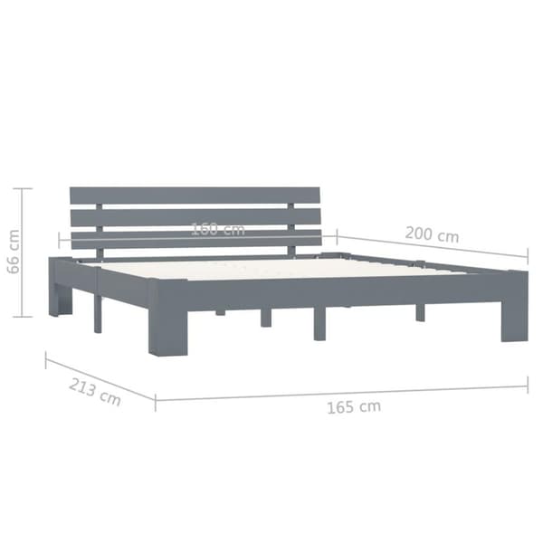 vidaXL Seng/Sengeramme med hodegavl grå 160x200 cm heltre furu change1