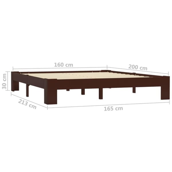 vidaXL Sängram utan madrass mörkbrun massiv furu 160x200 cm