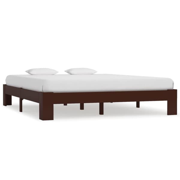 vidaXL Sängram utan madrass mörkbrun massiv furu 160x200 cm