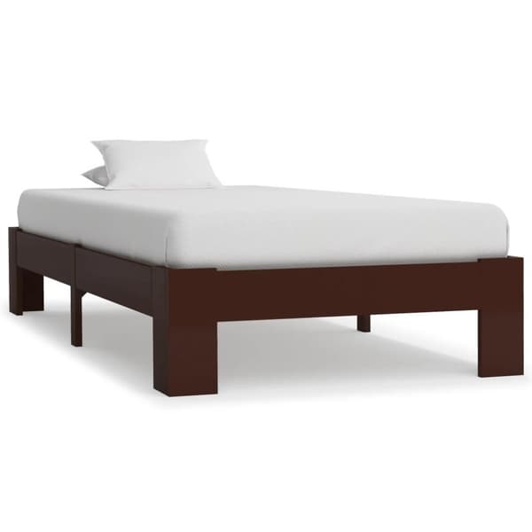 vidaXL sengestel 90x200 cm massivt fyrretræ mørkebrun change1