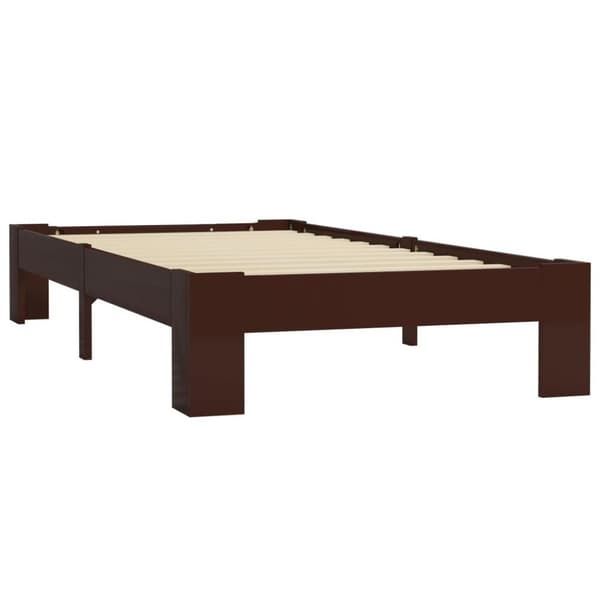 vidaXL sengestel 90x200 cm massivt fyrretræ mørkebrun change1