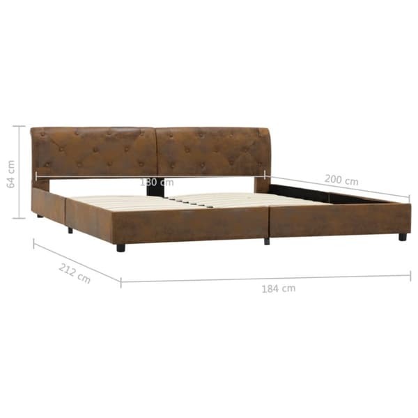 vidaXL sengestel 180 x 200 cm imiteret ruskind brun change1