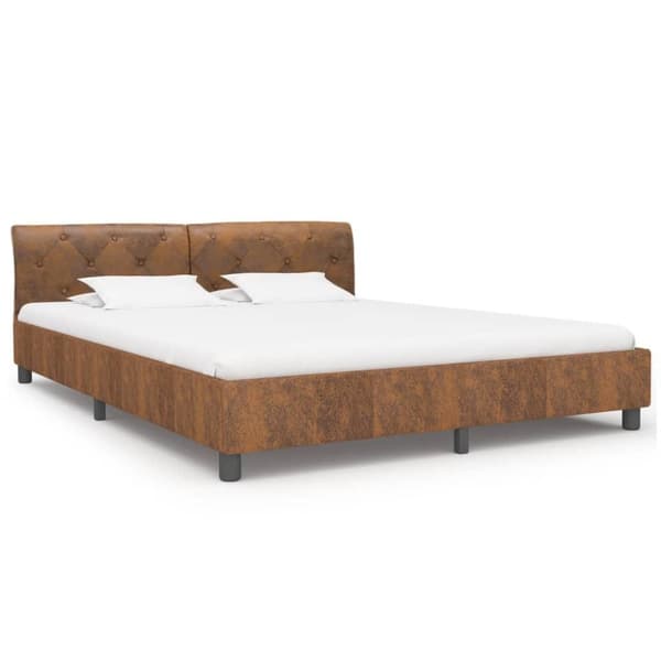 vidaXL sengestel 180 x 200 cm imiteret ruskind brun change1