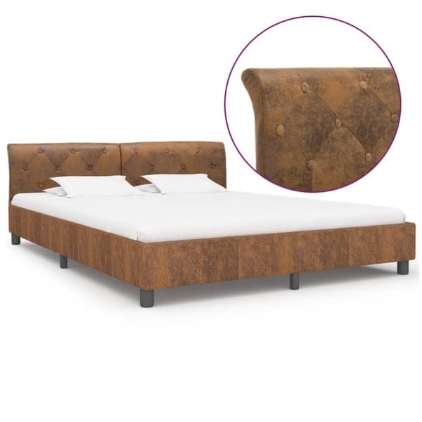 vidaXL sengestel 180 x 200 cm imiteret ruskind brun change1
