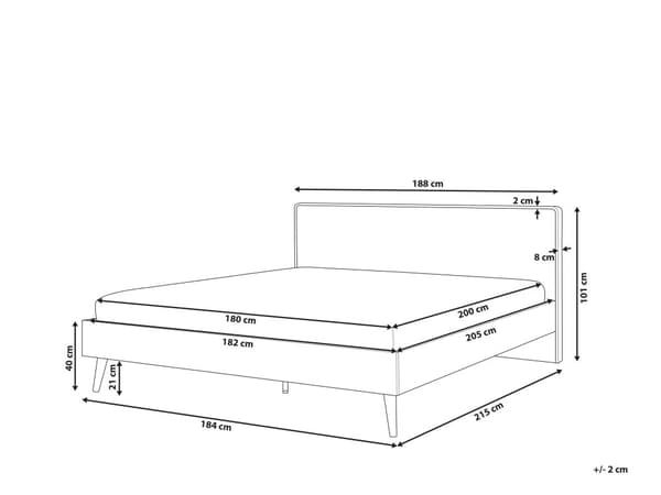 Dubbelsäng Ljust MDF-Trä Ram och Vit LED Belysning 180 x 200 cm Sängram Skandinavisk