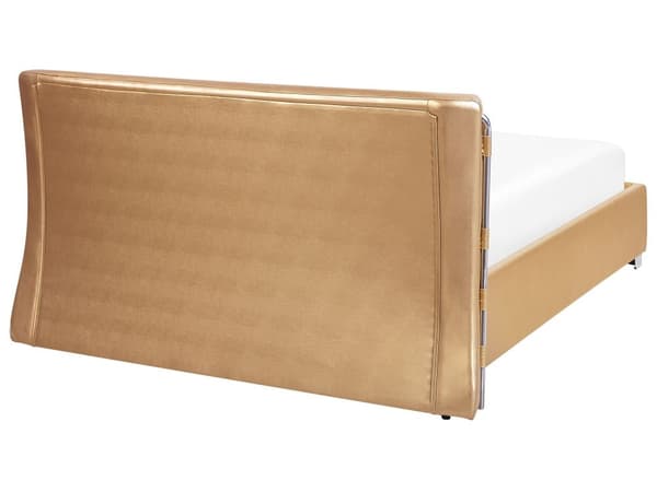 Parisänky kulta 180 x 200 cm nahkaverhoilu metallijalat sälepohja LED-valo glamour retro