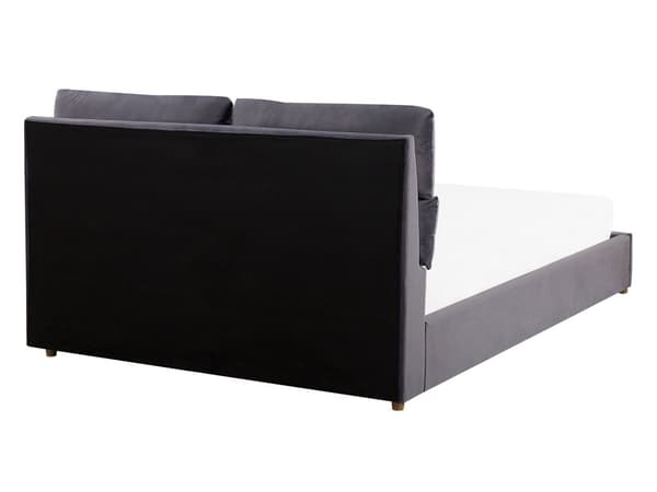 Dubbelsäng Mörkgrå Sammet Klädd med Förvaring 140 x 200 cm Sovrum Sängarm