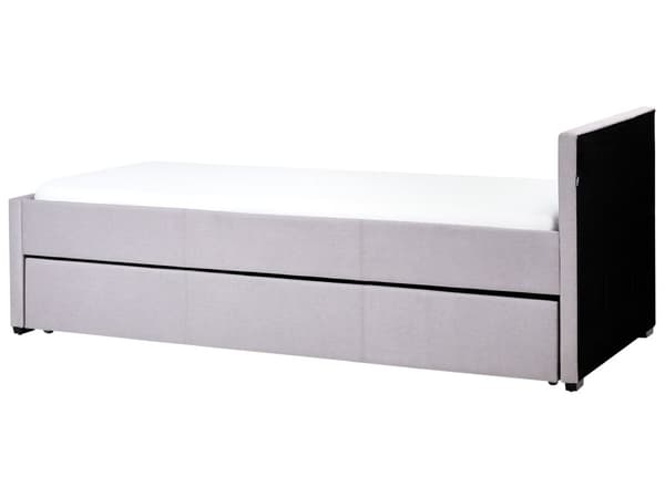 Dagbädd Ljusgrå Tyg Klädd Sängram 90 x 200 cm Enkelsäng Gästrum