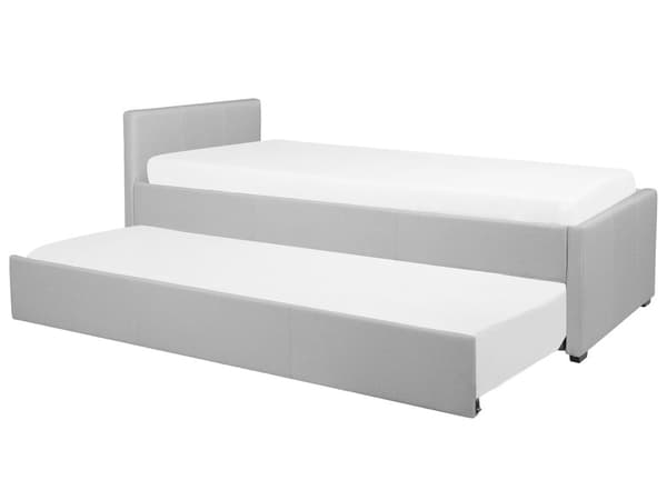 Dagbädd Ljusgrå Tyg Klädd Sängram 90 x 200 cm Enkelsäng Gästrum