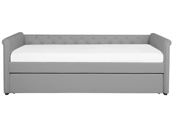 Dagbädd Ljusgrå 90 x 200 cm Enkelsäng Dekorativa Knappar