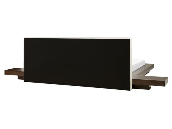 Vesisänky tumma MDF-levy 160 x 200 cm tarvikkeilla yöpöydät valkoinen keinonahka sängynpääty matala moderni tyyli