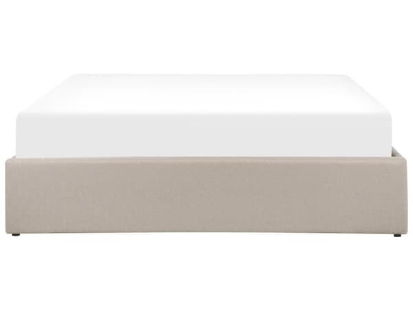 Seng Beige Polstret Sengestel 160 x 200 cm Dobbeltseng med Opbevaring og Lamelbund uden Gavl til Soveværelse Indretning Design Høj Kvalitet