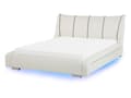 Pikkukuva 1 / 11: Vesisänky luonnonvalkoinen nahka verhoiltu 140 x 200 cm tarvikkeilla LED-valo tikattu kaareva pääty retro glamour tyyli