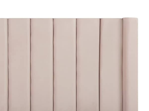 Sänky pastellipinkki sametti verhoilu säilytystila 160 x 200 cm penkki sälepohja moderni tyyli