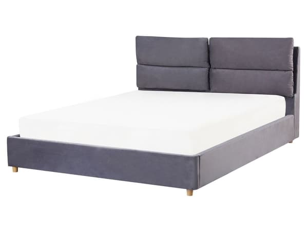 Parisänky harmaa sametti verhoiltu puu 160 x 200 cm sälepohja säilytystila pehmustettu pääty moderni