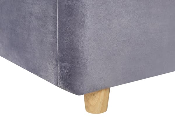 Parisänky harmaa sametti verhoiltu puu 160 x 200 cm sälepohja säilytystila pehmustettu pääty moderni