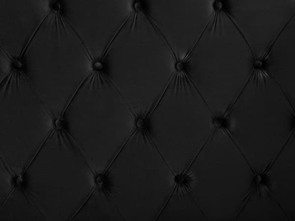 Parisänky musta sametti verhoiltu puu 160 x 200 cm sälepohja napitettu verhoilunaulat glamour retro tyyli