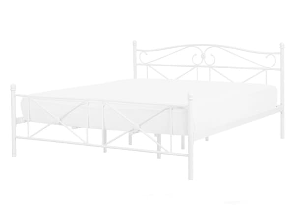 Parisänky valkoinen metalli 140 x 200 cm sälepohja minimalistinen perinteinen tyyli