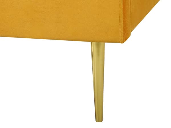 Sänky keltainen sametti verhoilu 180 x 200 sälepohja glamour retro tyyli