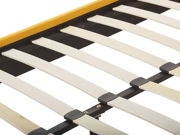 Sänky keltainen sametti verhoilu 180 x 200 sälepohja glamour retro tyyli