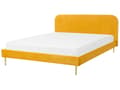 Pikkukuva 1 / 10: Sänky keltainen sametti verhoilu 180 x 200 sälepohja glamour retro tyyli