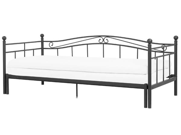 Sohvasänky musta metalli 80/160 x 200 cm levitettävä sälepohja moderni tyyli