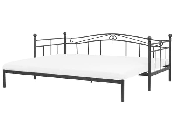 Sohvasänky musta metalli 80/160 x 200 cm levitettävä sälepohja moderni tyyli