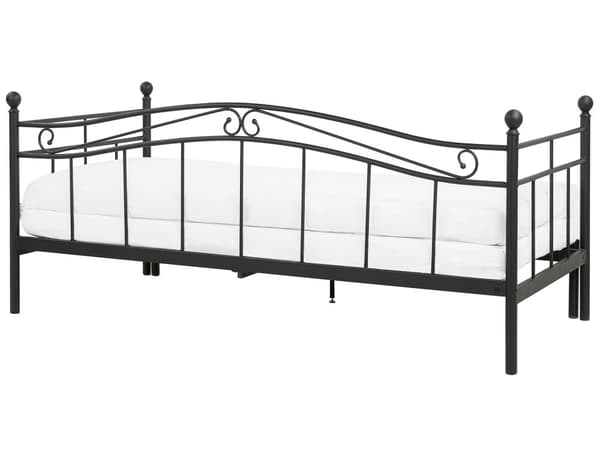 Sohvasänky musta metalli 80/160 x 200 cm levitettävä sälepohja moderni tyyli